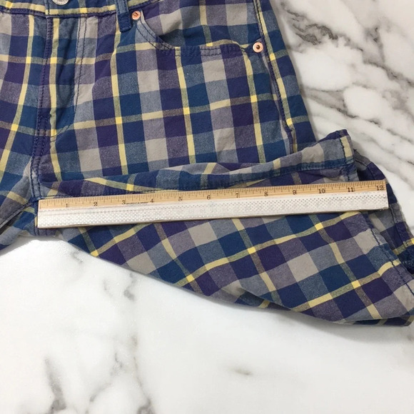 Levis Blue Purple Plaid 504 Chino Shorts Mens 30 Flat Front 100%‎ Cotton - Picture 9 of 12